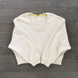 Free People Cream Scoop Neck Sweater